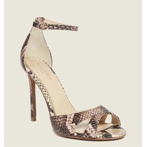 Abiele Leather Snakeskin Strappy Ankle Strap Stiletto Sandal Size 7